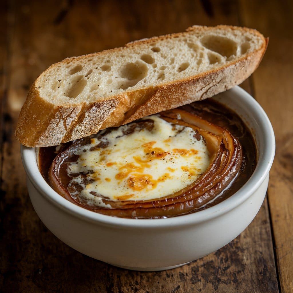 bowl of traditional French onion soup